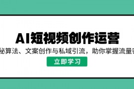 AI短视频创作运营，揭秘算法、文案创作与私域引流，助你掌握流量密码