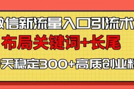 微信新流量入口引流术，布局关键词+长尾，每天稳定300+高质创业粉！