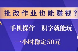 批改作业也能赚钱？0门槛手机项目，识字就能玩！一小时50元！